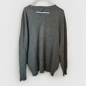 Grant Thomas Men’s 100% Cashmere Gray V-Neck Sweater Sz XL Two Ply